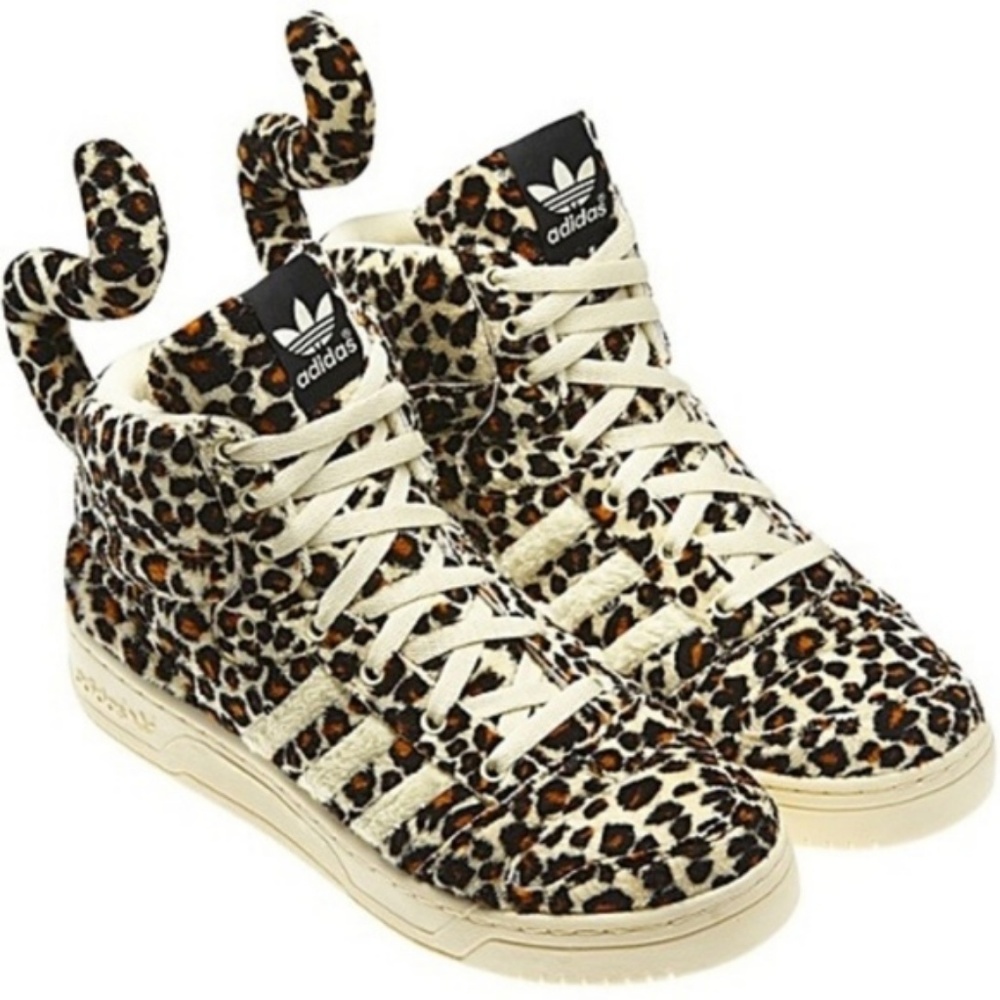 Adidas x Jeremy Scott Leopard Tail Furry High Tops - Picture 1 of 9